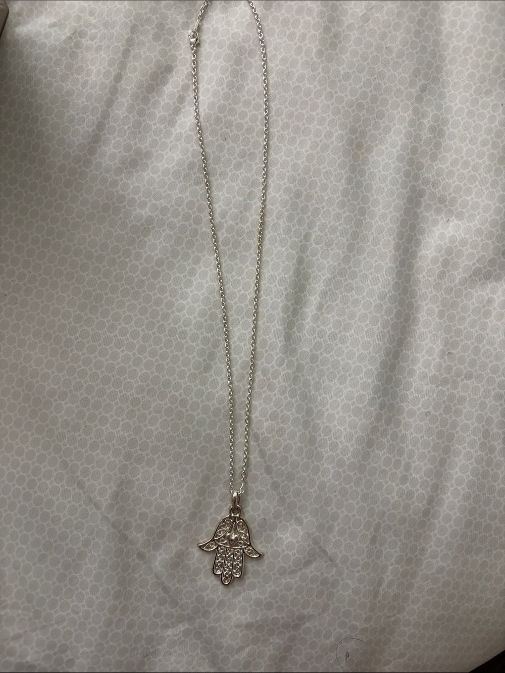 Silver Hamsa Hand Pendant Necklace - Elegant Protection Charm